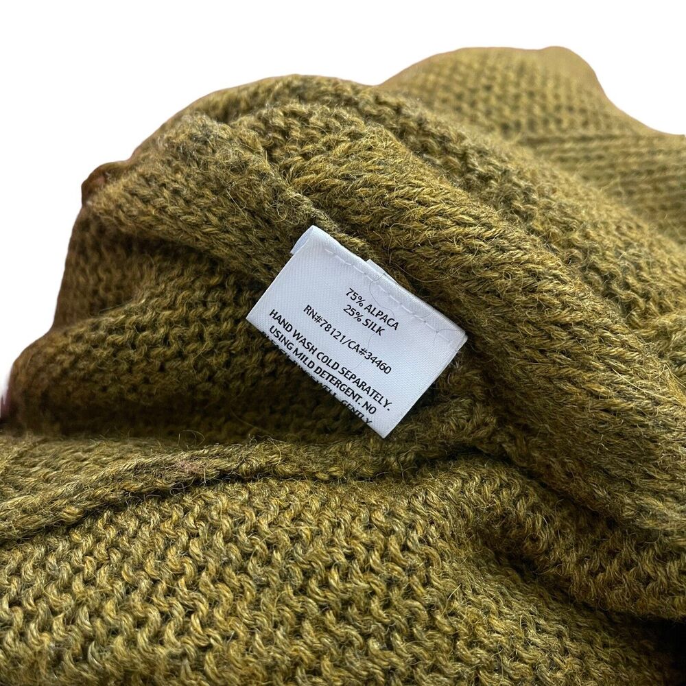 Eileen Fisher XS Sweater Draped Alpaca Silk Crochet Brown Open Front - Picture 3 of 9